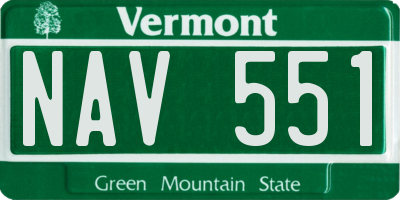 VT license plate NAV551