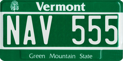 VT license plate NAV555