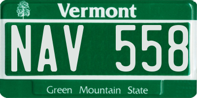 VT license plate NAV558
