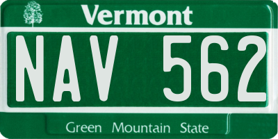 VT license plate NAV562