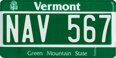 VT license plate NAV567