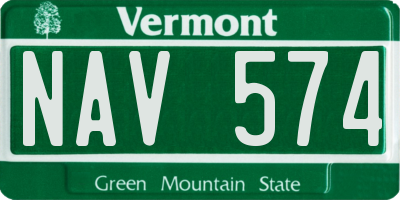 VT license plate NAV574