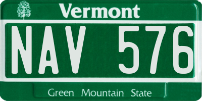 VT license plate NAV576