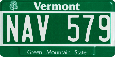 VT license plate NAV579