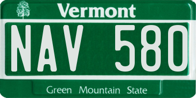 VT license plate NAV580