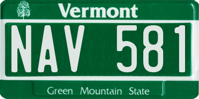 VT license plate NAV581