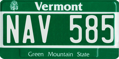 VT license plate NAV585