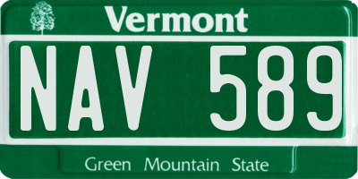 VT license plate NAV589