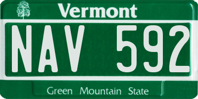 VT license plate NAV592