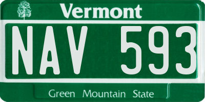 VT license plate NAV593