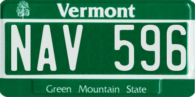 VT license plate NAV596
