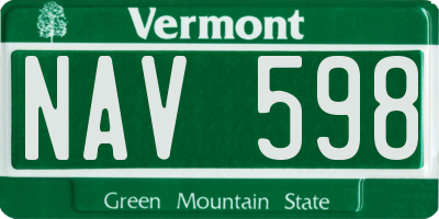 VT license plate NAV598