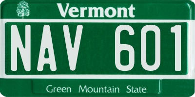 VT license plate NAV601