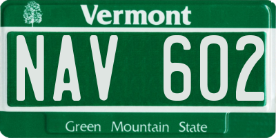 VT license plate NAV602