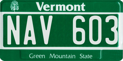 VT license plate NAV603