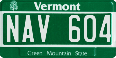 VT license plate NAV604