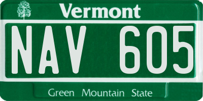 VT license plate NAV605