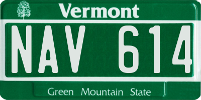 VT license plate NAV614
