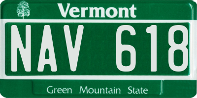VT license plate NAV618