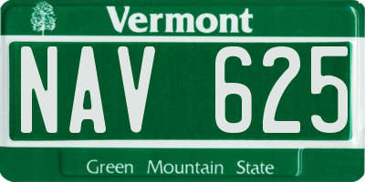 VT license plate NAV625