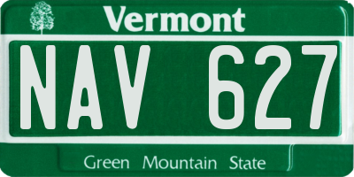 VT license plate NAV627