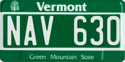 VT license plate NAV630