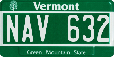 VT license plate NAV632