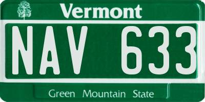 VT license plate NAV633