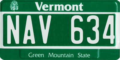 VT license plate NAV634