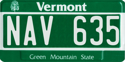 VT license plate NAV635