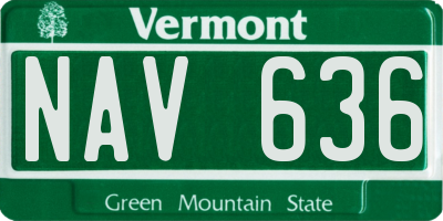 VT license plate NAV636