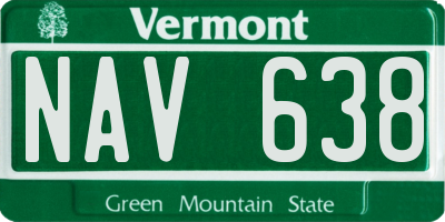 VT license plate NAV638