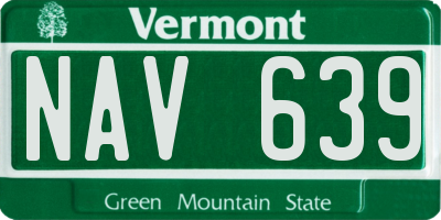 VT license plate NAV639