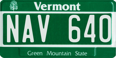VT license plate NAV640