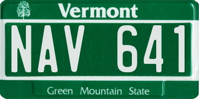 VT license plate NAV641