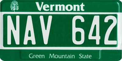 VT license plate NAV642