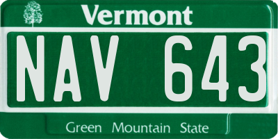 VT license plate NAV643