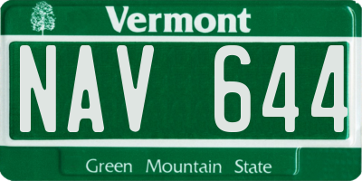 VT license plate NAV644