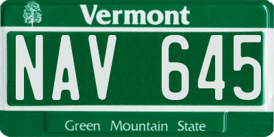 VT license plate NAV645