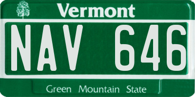 VT license plate NAV646