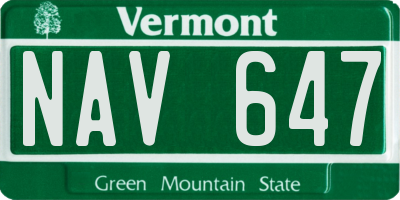 VT license plate NAV647