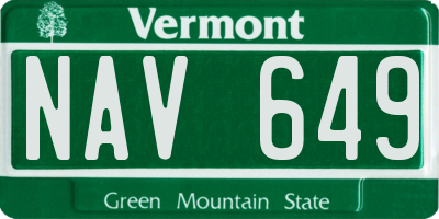 VT license plate NAV649