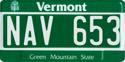 VT license plate NAV653