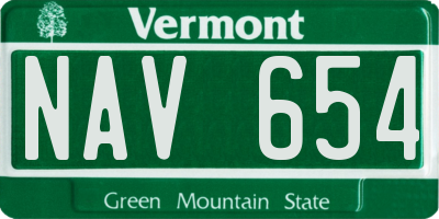 VT license plate NAV654