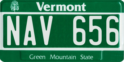 VT license plate NAV656