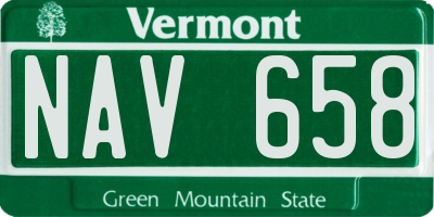 VT license plate NAV658