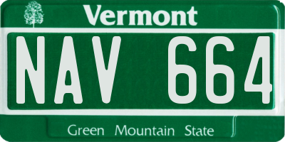 VT license plate NAV664