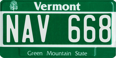 VT license plate NAV668