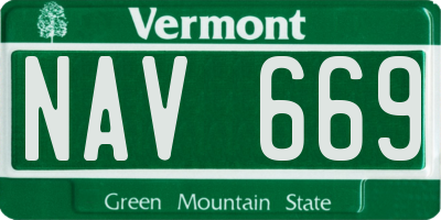 VT license plate NAV669