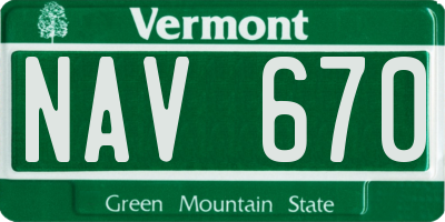 VT license plate NAV670